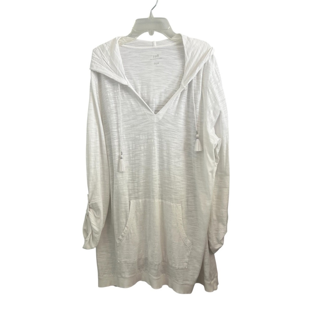 J. Jill White Hooded Tunic Top or Cover up